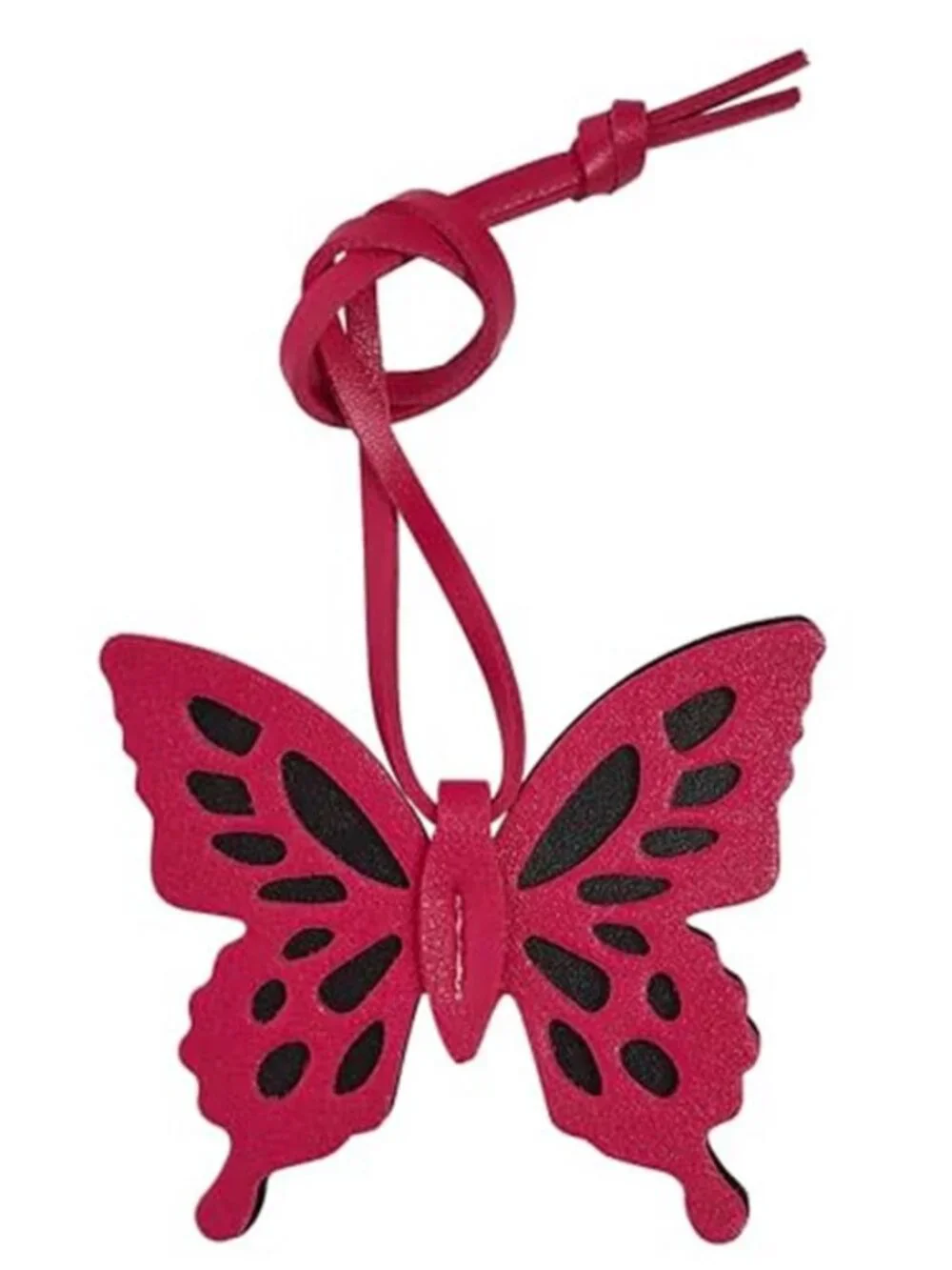 Pink Butterfly Bag Charm Faux Leather Purse Tote Keychain Accessory